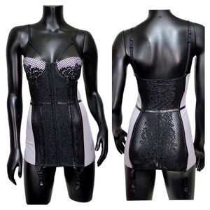 Victorias Secret 34C Black Fishnet Lace Underwire‎ Bustier Sexy Lingerie Garter